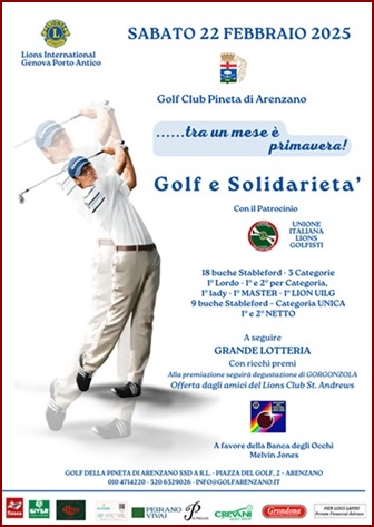 Locandina Gara di Golf - Arenzano 22 febbraio 2025